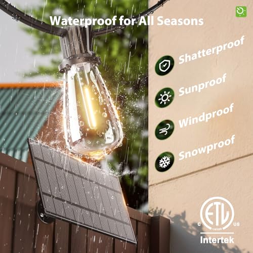KYY 78FT(72+6) Solar String Lights Outdoor with USB Port Remote Control, LED Waterproof Solar Powered Patio with 24 Sockets, Heavy-Duty and UL Listed Porch Market Lights - Image 4