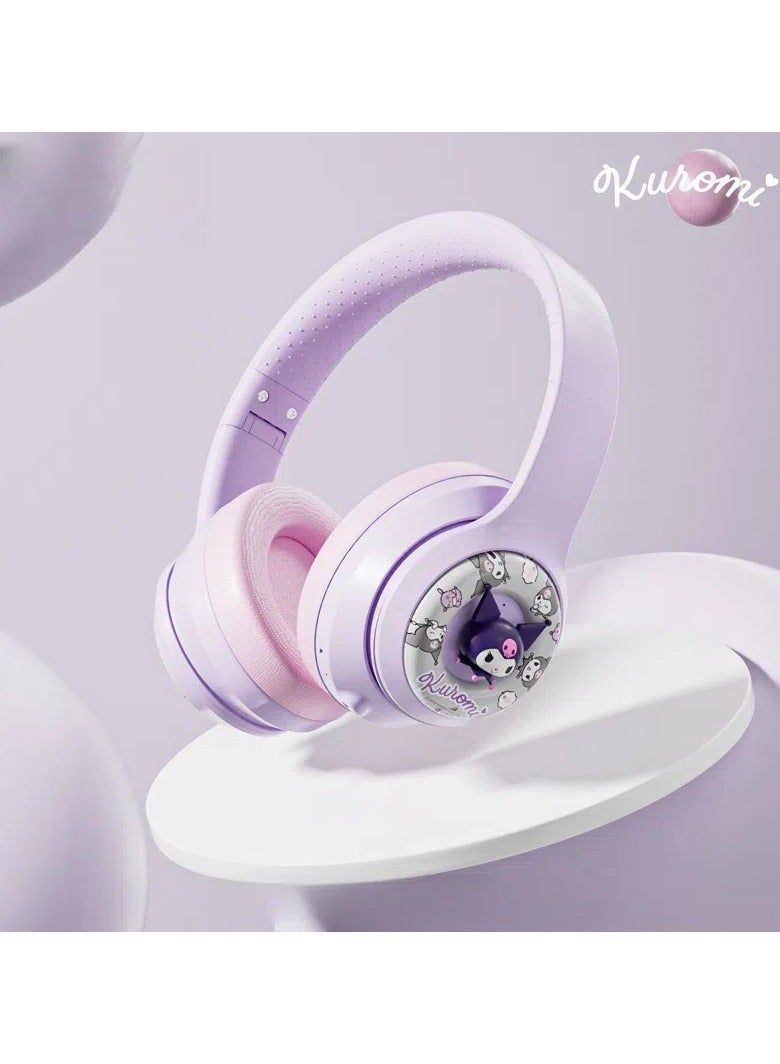 general Cute cartoon wireless BT1 Kuromi headphones, gaming headphones Cute animal design, colorful atmosphere light foldable soft ear wireless headphones - Image 1