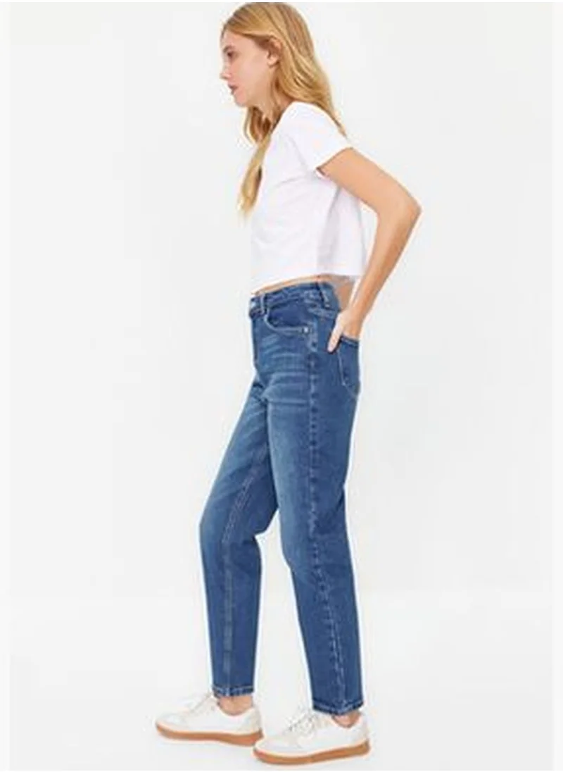 trendyol Dark Blue High Waist Slim Mom Jeans