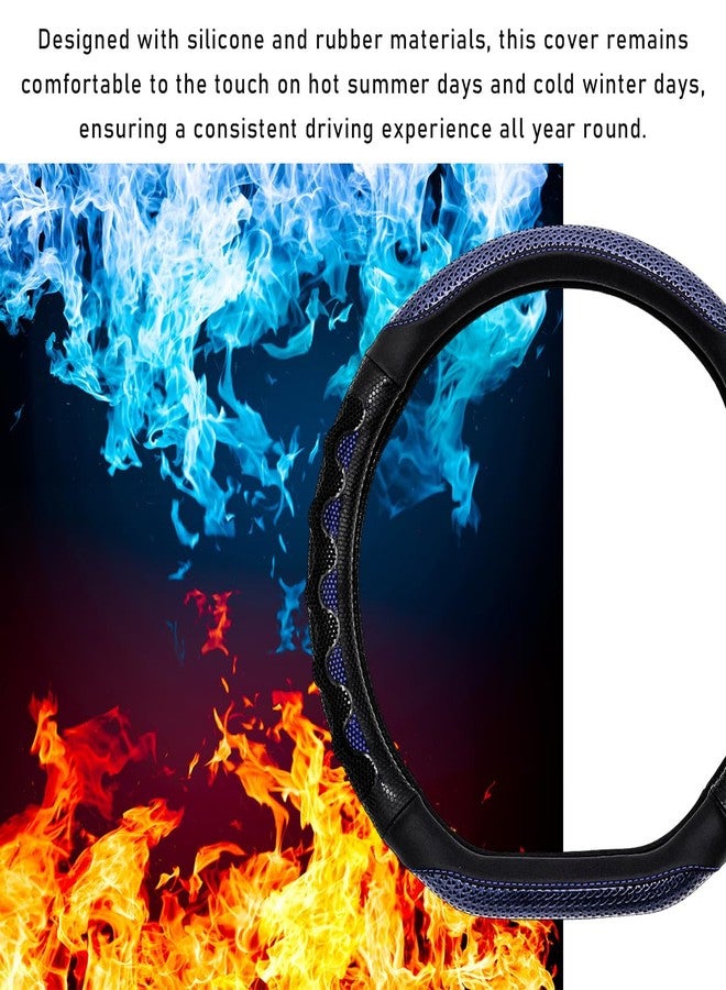 DXNQ Car Steering Wheel Cover, 15 Inches 3D Honeycomb Design Car Steering Wheel Protector with Comfy Grip, Breathable Anti-Slip D-Shaped Steering Wheel Sleeve for Most Vehicles (Blue) - Image 5