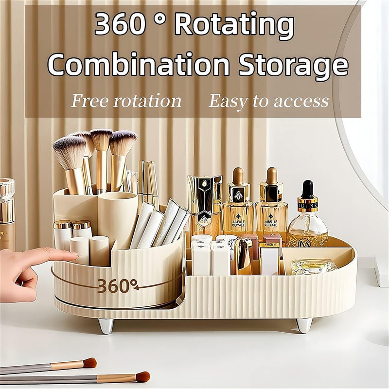 REMICH 360 Rotating Makeup Organizer Make Up Storage Box Cosmetic Skincare Organiser Case Perfume Stand For Lipstick Makeup Brushes Cosmetic Display Dressing Table Bathroom Office Storage - Image 2