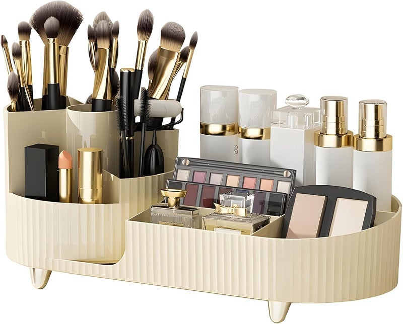 REMICH 360 Rotating Makeup Organizer Make Up Storage Box Cosmetic Skincare Organiser Case Perfume Stand For Lipstick Makeup Brushes Cosmetic Display Dressing Table Bathroom Office Storage - Image 1