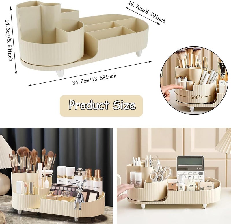 REMICH 360 Rotating Makeup Organizer Make Up Storage Box Cosmetic Skincare Organiser Case Perfume Stand For Lipstick Makeup Brushes Cosmetic Display Dressing Table Bathroom Office Storage - Image 4