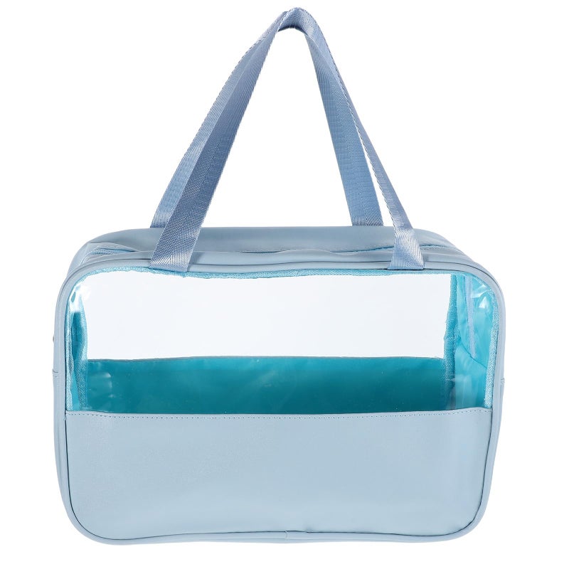 Large Waterproof Makeup Bag Hanging Travel Toiletry Organizer Blue Cosmetic Storage Pouch - Image 2