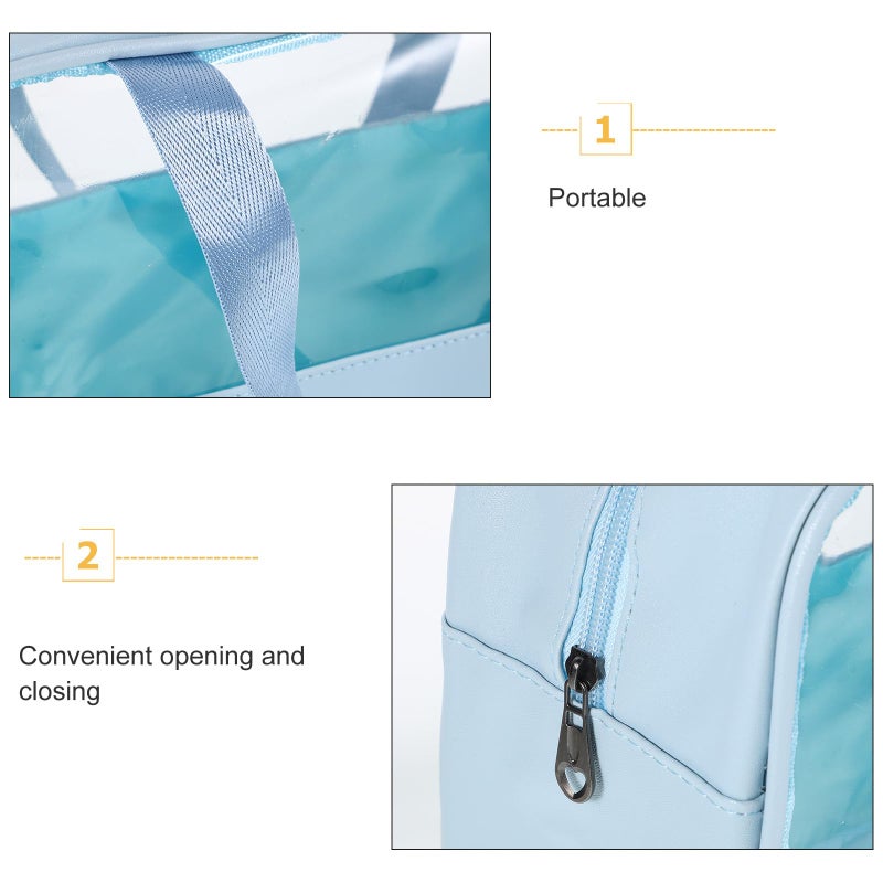 Large Waterproof Makeup Bag Hanging Travel Toiletry Organizer Blue Cosmetic Storage Pouch - Image 4
