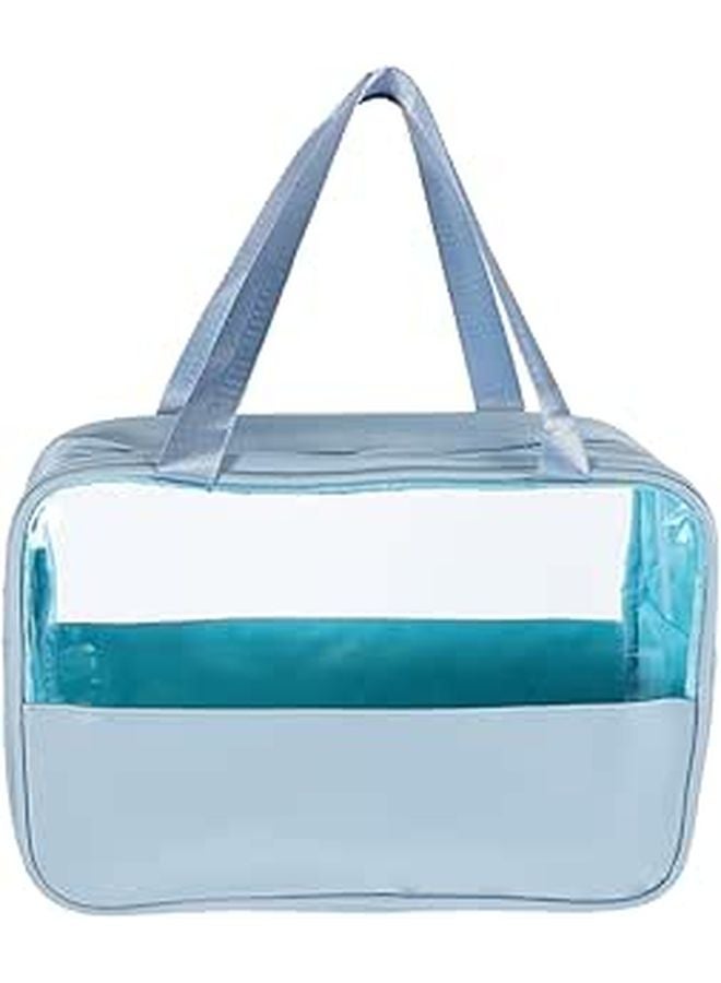 Large Waterproof Makeup Bag Hanging Travel Toiletry Organizer Blue Cosmetic Storage Pouch - Image 1
