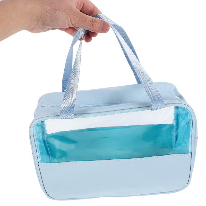 Large Waterproof Makeup Bag Hanging Travel Toiletry Organizer Blue Cosmetic Storage Pouch - Image 5