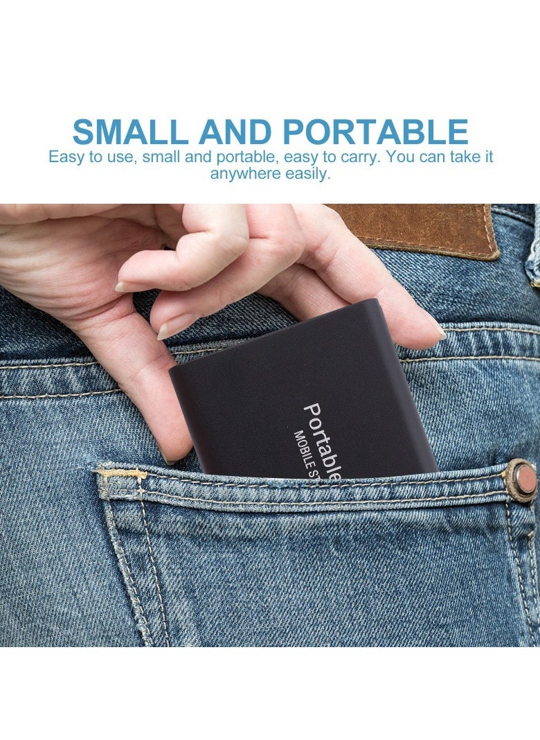Generic - 2TB Portable External Hard Drive, Mini SSD Hard Drives,Solid State External Drives,Computer Backup Drive,USB 3.1 to Type-C Support Data Storage Transfer for Windows XP PC Laptop and Mac(Black) - Image 1