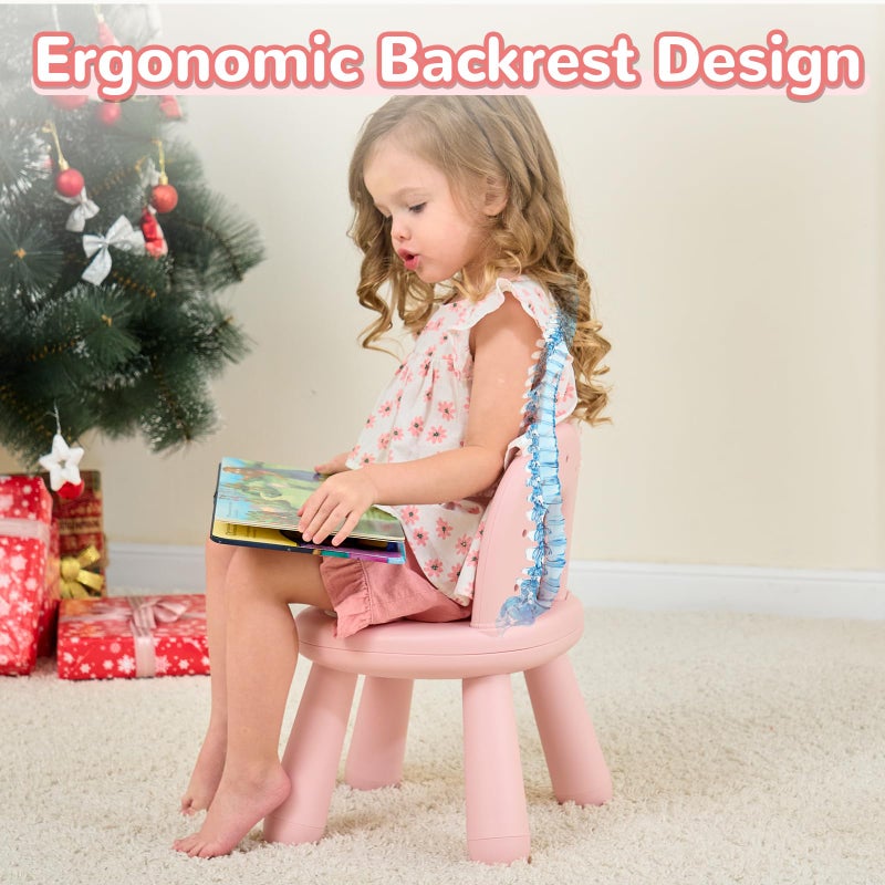 KidBloom Toddler Chair, Sturdy Anti-Tip Kids Chair, Lightweight Small Plastic Child Chair for Toddlers 1-3, Rainbow Backrest Ergonomic Design, Pink - Image 5