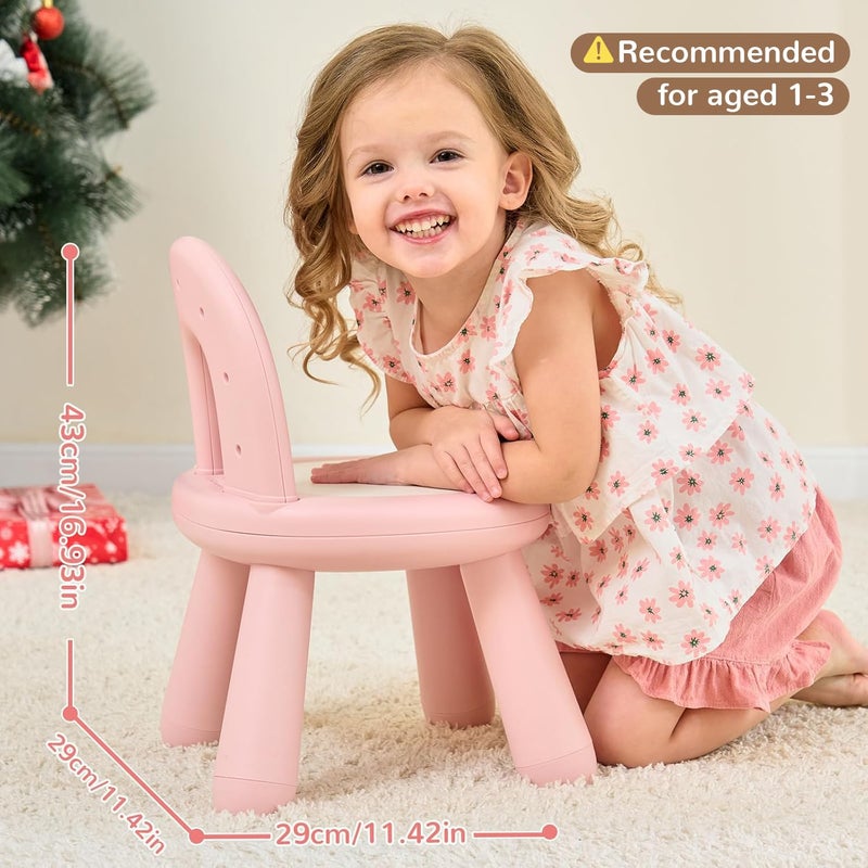 KidBloom Toddler Chair, Sturdy Anti-Tip Kids Chair, Lightweight Small Plastic Child Chair for Toddlers 1-3, Rainbow Backrest Ergonomic Design, Pink - Image 2