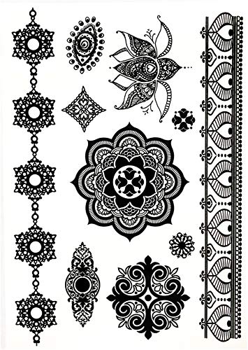 d'IRIS studio Temporary Tattoos for Adult Women - 2 Sheets - Black Big Ying and Yang Koi Fish Kanji Love Skeleton Heart Hand Skull Lotus Sleeve Adults Tattoo - Image 5