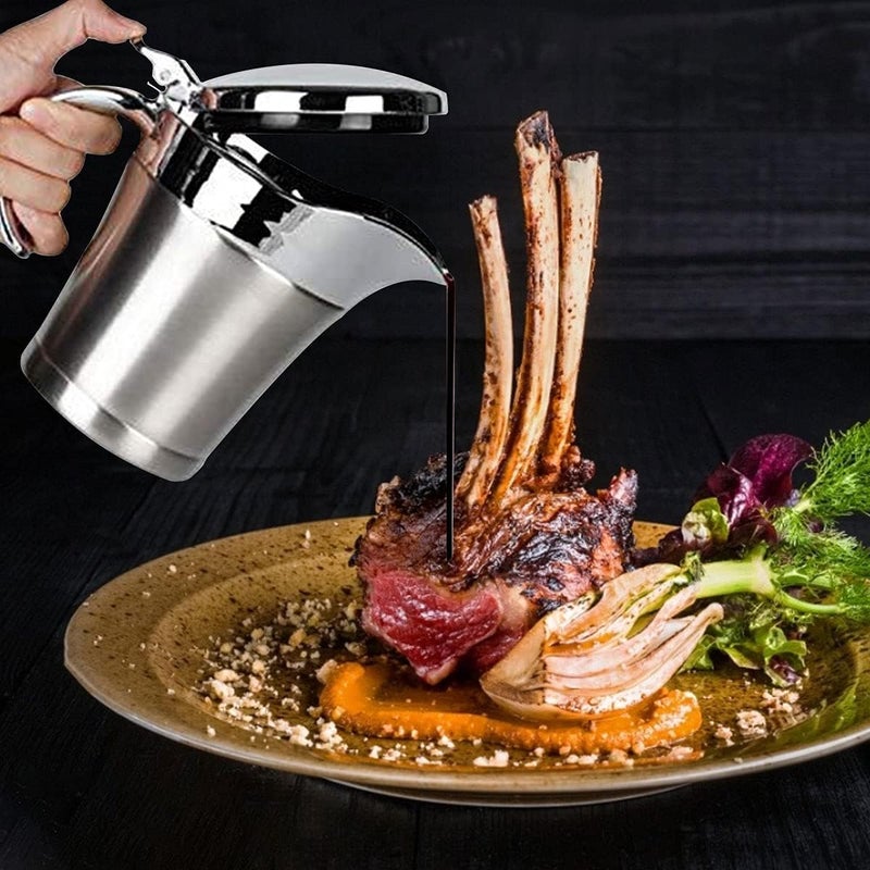 Gravy Pot, 450ml Gravy Boat Sauce Jug Stainless Steel Insulated Gravy Jug Custard Serving for Gravy, Custard, Cream, Sauce - Image 5
