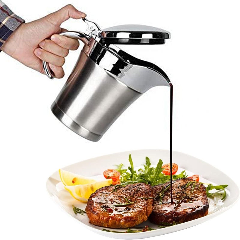 Gravy Pot, 450ml Gravy Boat Sauce Jug Stainless Steel Insulated Gravy Jug Custard Serving for Gravy, Custard, Cream, Sauce - Image 2