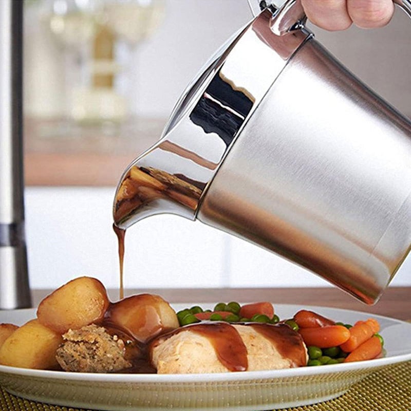 Gravy Pot, 450ml Gravy Boat Sauce Jug Stainless Steel Insulated Gravy Jug Custard Serving for Gravy, Custard, Cream, Sauce - Image 4