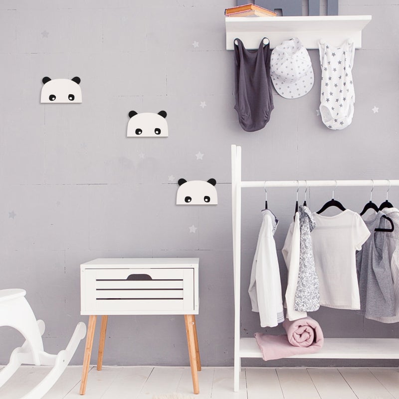 2 Sets of Kid Bedroom Wall Hook Adhesive Wall Hanger Unique Panda Pattern Basswood Hook - Image 2