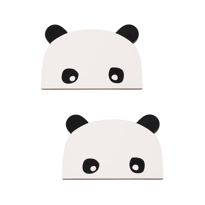 2 Sets of Kid Bedroom Wall Hook Adhesive Wall Hanger Unique Panda Pattern Basswood Hook - Image 1