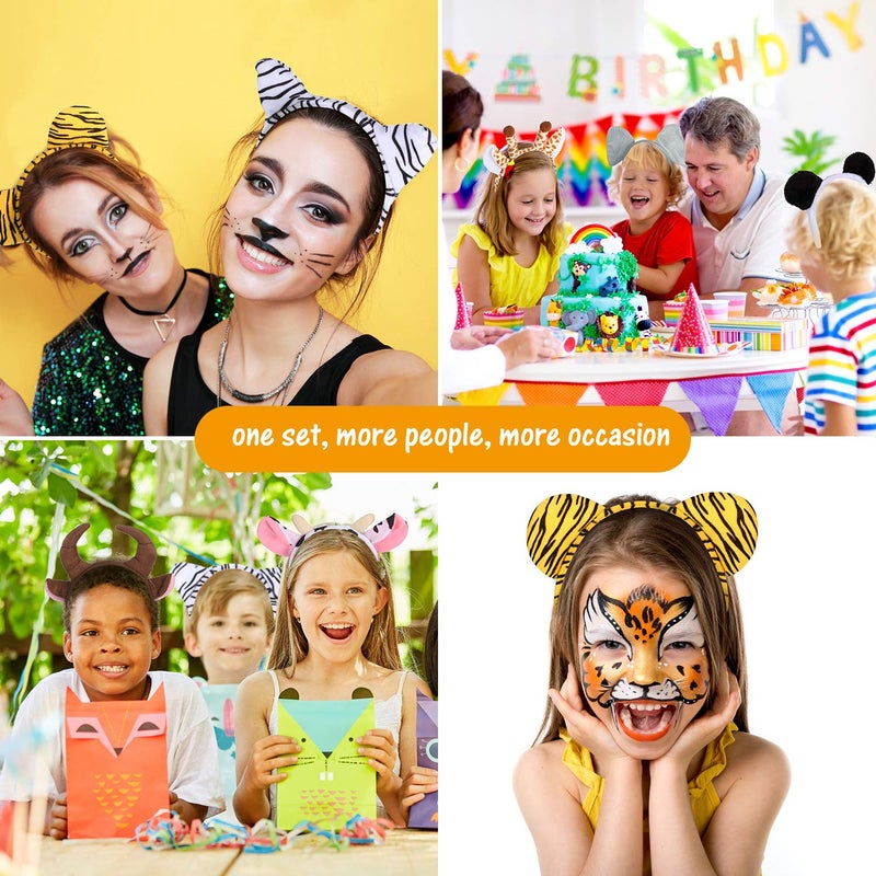 WILLBOND 16 Pieces Animal Headbands Jungle Safari Party Favors Wild One Birthday Decorations Zoo Animal Ear Headbands for Kids Halloween Costume Cosplay Photo Booth Props Party Supplies - Image 2