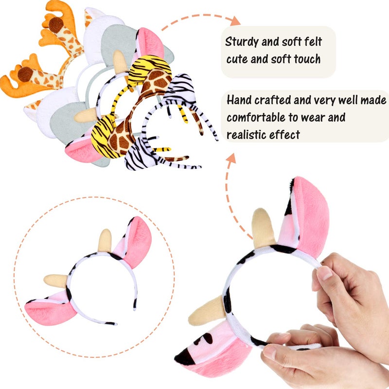 WILLBOND 16 Pieces Animal Headbands Jungle Safari Party Favors Wild One Birthday Decorations Zoo Animal Ear Headbands for Kids Halloween Costume Cosplay Photo Booth Props Party Supplies - Image 4