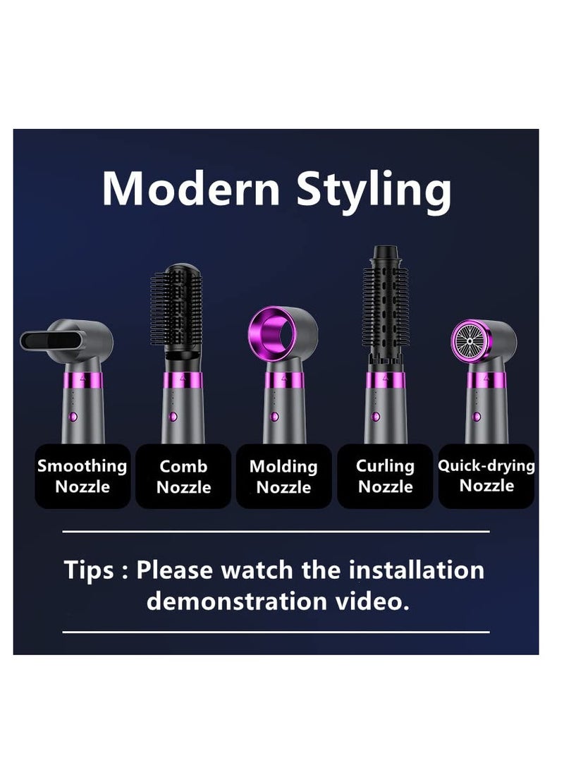 SOLARAE Fast Dry Negative Ionic Hairdryer, Professional Negative Ionic Hair Dryer, with 5 Styling Diffusers, 3 Heat 2 Speed Settings and Cool Button, for Curly and Straight Hair (Dark Grey) - Image 2