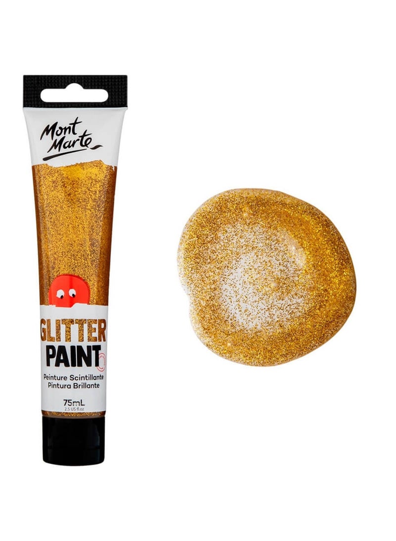 Mont Marte Glitter Paint 75ml Content Gold - Image 1