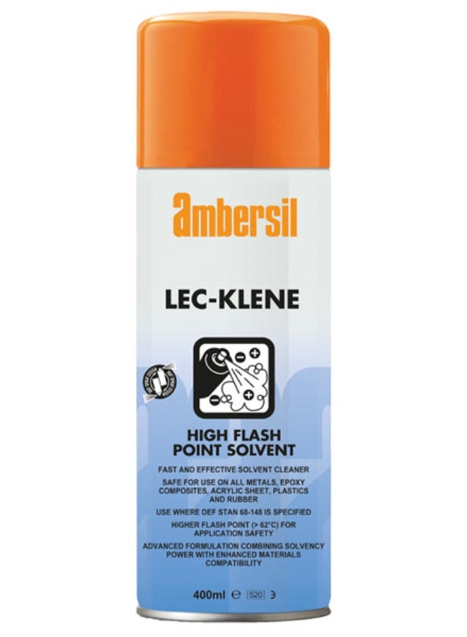 امبيرسيل AMBERSIL LEC-KLENE HIGH FLASH POINT SOLVENT DEGREASER 400ML بخاخ منظف مذيب عالي التكرير منخفض المحتوى العطري من أجل التنظيف الآمن والفعال للالكترونيات والطائرات - Image 1