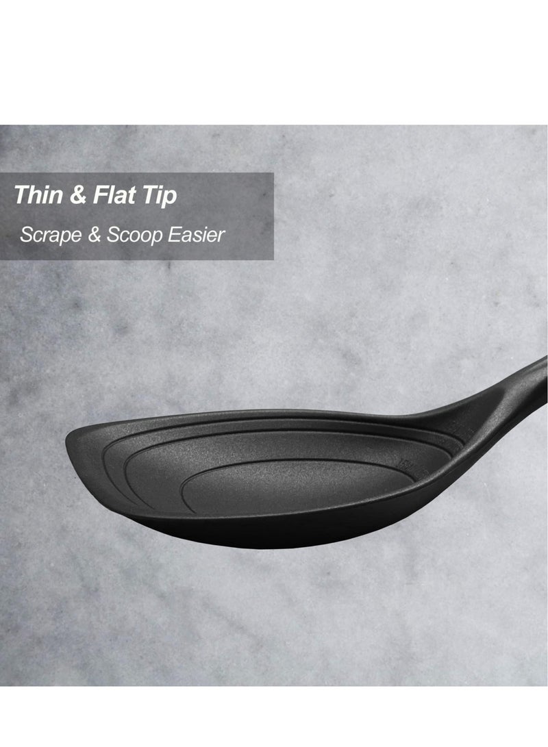 SYOSI Silicone Cooking Spoon Non-Stick Slotted and Solid Spoon set with Deep Bolw for Kitchen Cooking Baking Stirring Mixing Tools 2 Pcs Black  - Image 3
