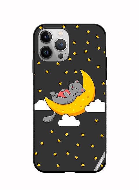Protective Case Cover For Apple iPhone 11 Pro Max The Gray Cat Sleeps On The Moon Sky Stars Design Multicolour