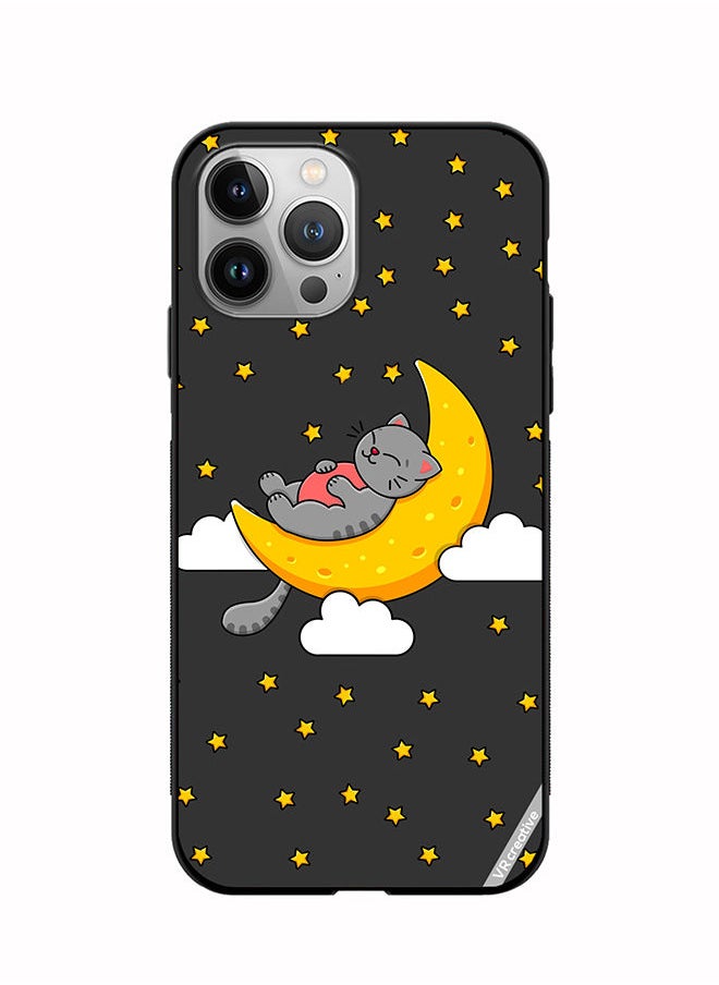 Protective Case Cover For Apple iPhone 11 Pro Max The Gray Cat Sleeps On The Moon Sky Stars Design Multicolour