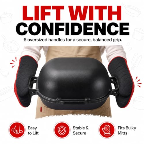 Crucible Cookware Extra Large Cast Iron Artisan Bread Pan 6 Loop Handles Deep Lid for Steam Baking by Crucible Cookware - Image 5
