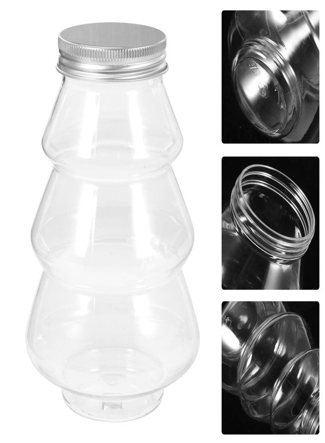 Hemoton 10pcs Plastic Juice Bottles with Lid - 500ml Christmas Tree Shaped Water Bottles Clear Candy Jar Empty Beverage Container for Smoothies, Milk, Party Favors - Image 3