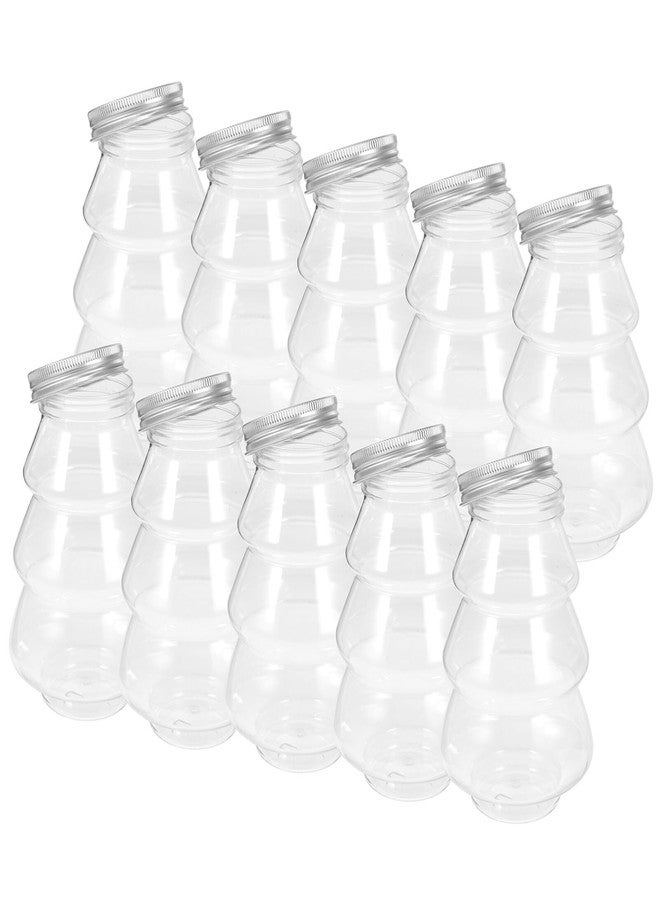 Hemoton 10pcs Plastic Juice Bottles with Lid - 500ml Christmas Tree Shaped Water Bottles Clear Candy Jar Empty Beverage Container for Smoothies, Milk, Party Favors - Image 1