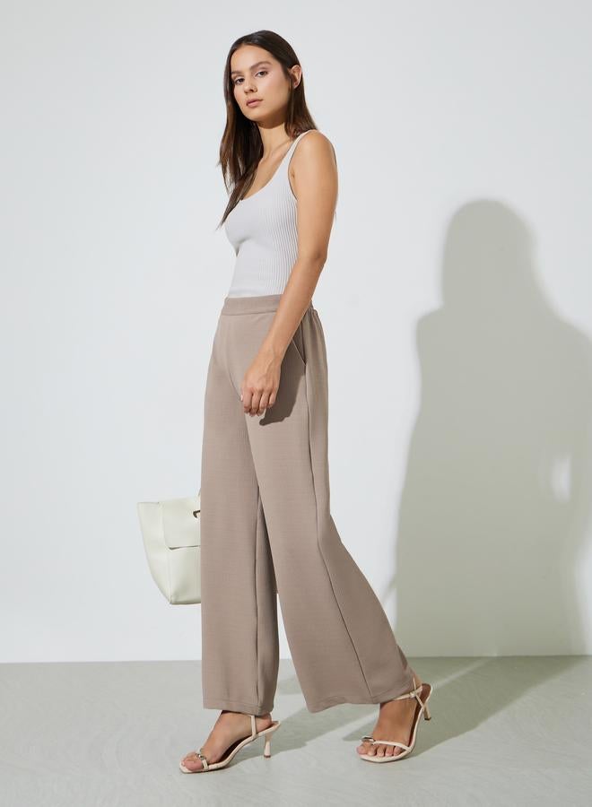 Styli Women Beige Wide Leg Trousers - Image 2