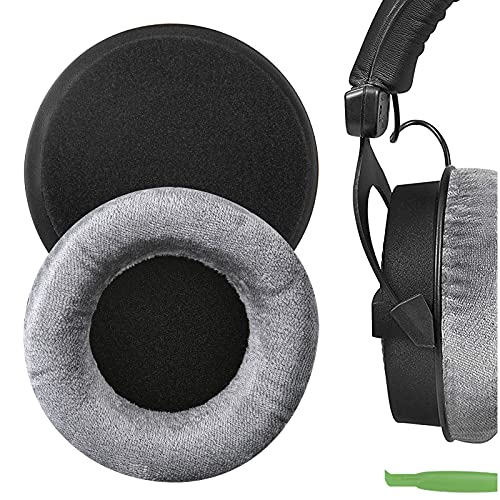 Geekria Comfort Velour Replacement Ear Pads for Beyerdynamic DT 440/770/ 790/797/ 860/880/ 990/ 990PROX, T 5P/ 70/90, HS 200/400/ 800 Headphones, Ear Cushions with Video Guide (Grey) - Image 1