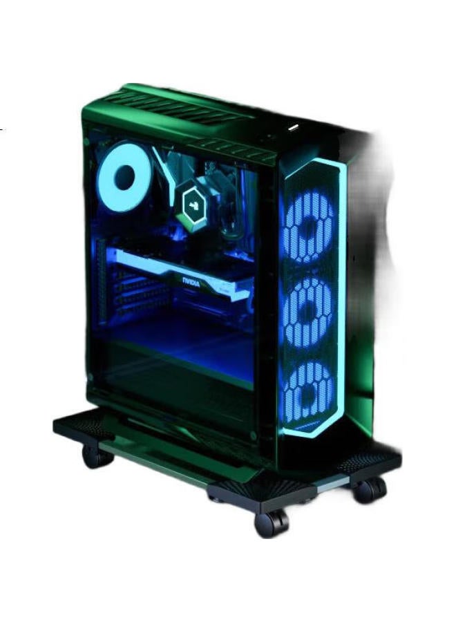 Kelepu Computer Host Mobile Stand Desktop Computer Host Box Stand Base Host Tray Thickened Load-Bearing Adjustable Length And Width Universal Casters/Locking Wheels Brake Elegant Black - Image 2