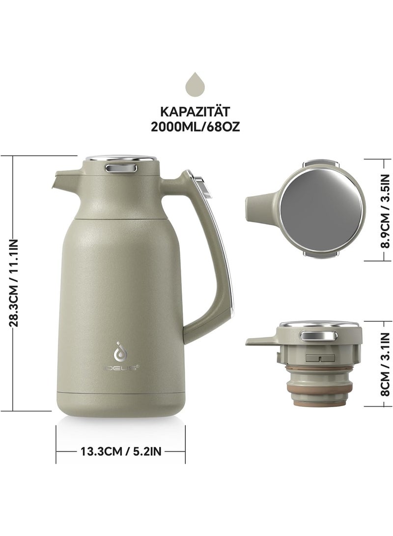 IDEUS Thermos Flask, 2 L, Stainless Steel Double-Walled Coffee Pot, Vacuum Insulation, Insulated Jug, Warming Jug, Teapot for Coffee, BPA-Free, - Image 5