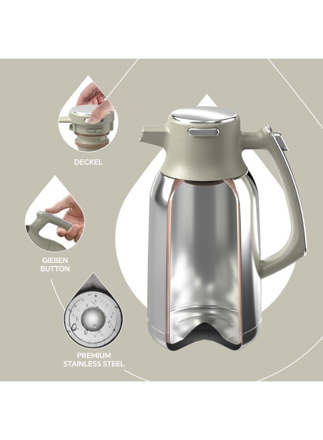 IDEUS Thermos Flask, 2 L, Stainless Steel Double-Walled Coffee Pot, Vacuum Insulation, Insulated Jug, Warming Jug, Teapot for Coffee, BPA-Free, - Image 3