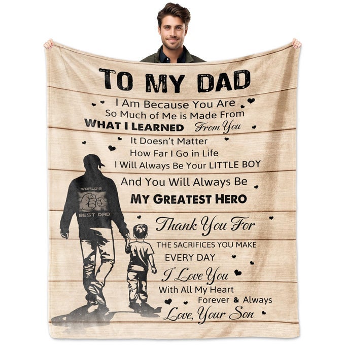 DAD GIFTS FROM SON BIRTHDAY GIFTS FOR DADS BLANKET 60X50 BEST FATHER GIFT BONUS DAD GIFT IDEAS FOR FATHERS DAY VALENTINES DAY ANNIVERSARY CHRISTMAS TO MY DADS THROW BLANKETS
