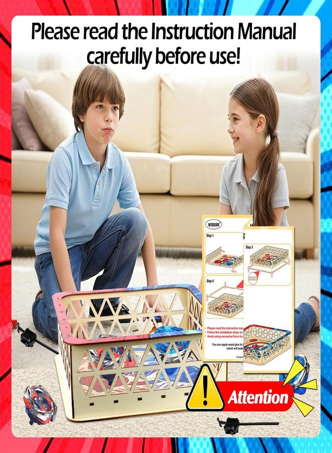 WSBXBB Wooden Stadium Battle Arenan, 16" Large Battle Top Stadium Use for Battling Tops Game, Compatible with Most Brands Spinning for Stadium Battle Lover-not Included The launchers - Image 5