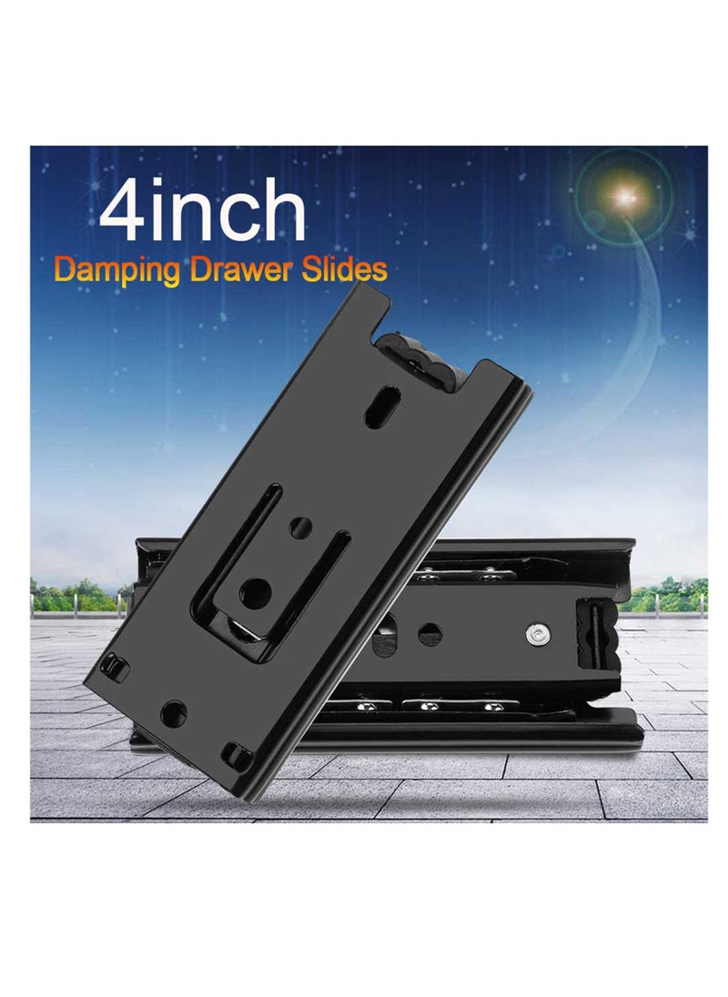 Drawer Slide, 2Pcs 4 inch Full Extension Drawer Slides, Steel Soft Close Drawer Slides, 3 Folds Full Extension, Concealed Runners for Most of Kitchen Cupboard, Wardrobe, Drawers  - Image 3