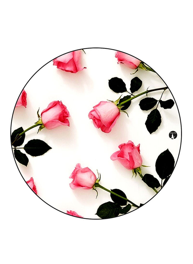 RKN Flowers Printed Mouse Pad  Round  Multicolour