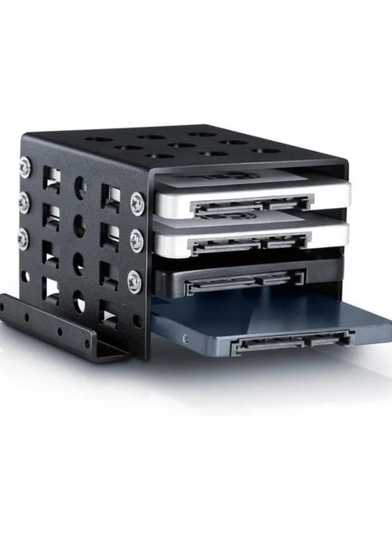 erorex 2.5" Hard Drive Mounting Rack with 4 Slots, Aluminium Alloy Storage Tray Bracket, 2.5" to 3.5" SSD HDD Enclosure Caddy Expansion - Image 1