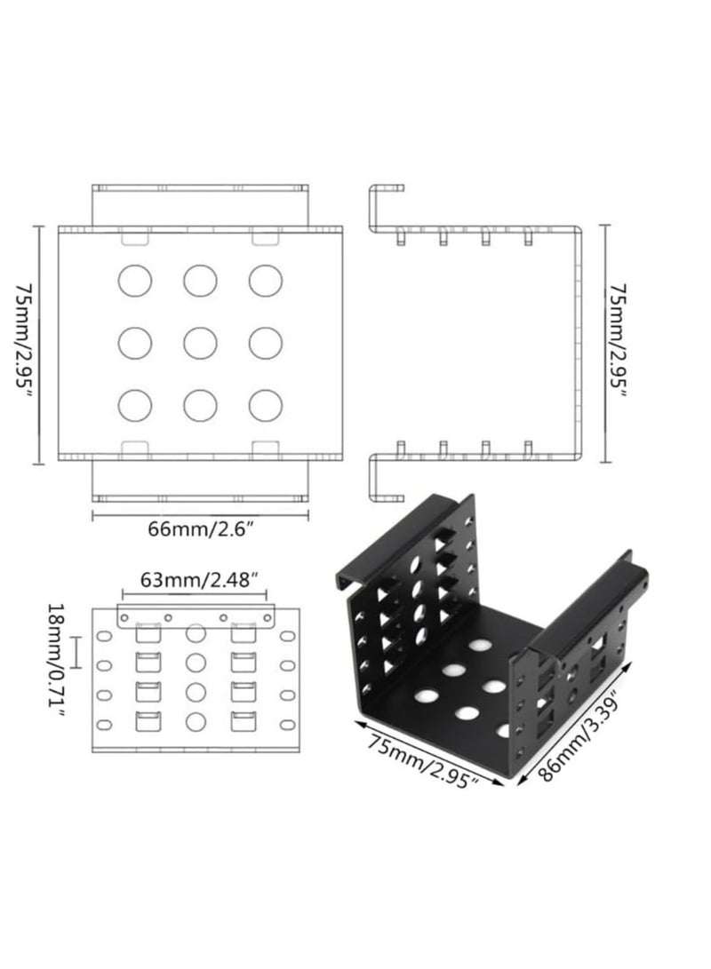 erorex 2.5" Hard Drive Mounting Rack with 4 Slots, Aluminium Alloy Storage Tray Bracket, 2.5" to 3.5" SSD HDD Enclosure Caddy Expansion - Image 3