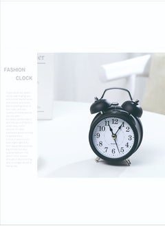 OUTAD 3Inch Twin Bell Loud Alarm Clock, Metal Frame 3D Dial with Backlight Student Children's Clock Table Alarm Clock For Home and Office Black82X56X118MM  - Image 2