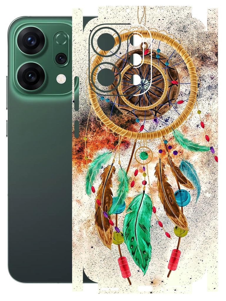 AtOdds Mobile Skin Sticker Wrap | Compatible for Oppo Reno 14 (5G) | Scratchproof Matte Finish | Full Coverage for All Sides & Camera Protection (Dream Catcher) - Image 1