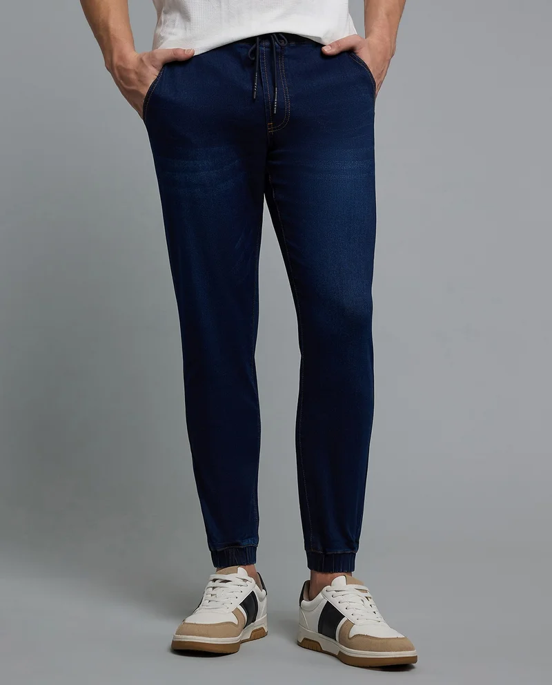 R&b Faded Jogger Jeans with Drawstring Waist
