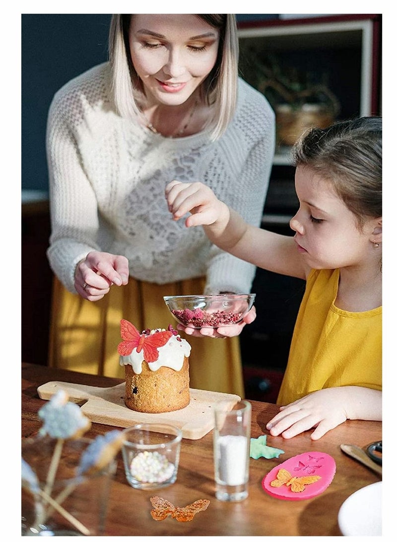 NIBEMINENT 6 Pack Fondant Silicone Molds Set, Non Stick For Cake Decorating, Mini Butterfly, Flower, Leaves, Rose Making Chocolate Aking Mold Set - Image 4