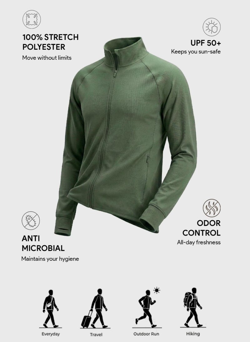 Nobero UPF 50 Jacket | Men Zip Jacket | Regular Fit | Elastomultiester-Polyester Blend | UPF 50 Sun Protection | Anti-Odor & Anti-Microbial Finish - Image 2