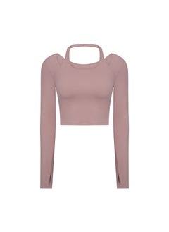 Autumn Winter Yoga Crop Top Mock Layered Crimson yarn Red