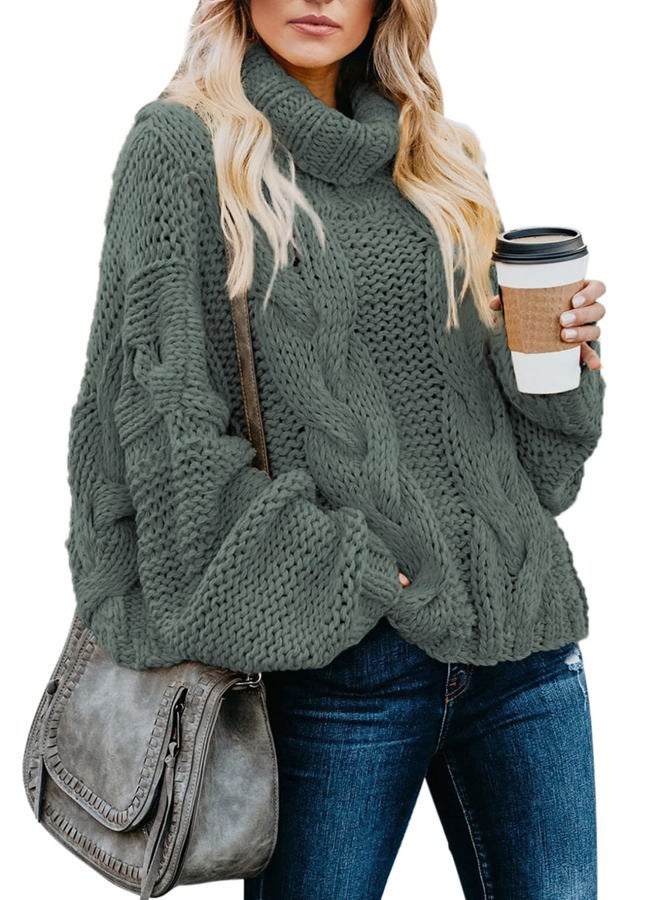Dokotoo Womens 2024 Winter Fall Solid Turtleneck High Neck Balloon Long Sleeve Sweaters Pullover Outerwear, A Gray 3, S - Image 1