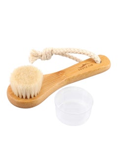 Facial Cleansing Brush, Natural Horsehair Exfoliator Face & Body Brush Wooden Handle, Dry Soft Brush for Smooth Radiant Skin, Lymphatic Drainage, Unclogging Pores, Reduce Swelling, Removing Blackhead